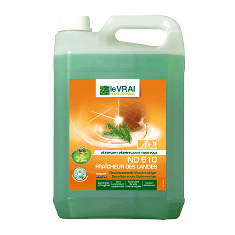 DETERGENT SOLS DEGRAISSANT DESINFECTANT LE VRAI ND610 FRAICHEUR LANDES (5L)